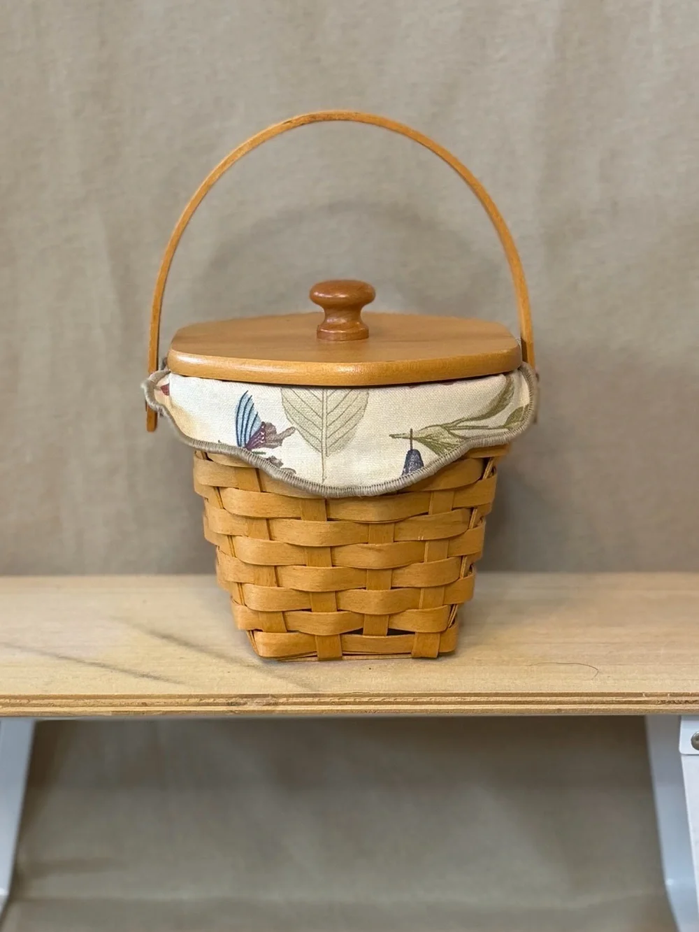 Woven Picnic Basket Floral Liner and Lid - Honey Brown American Cancer Society